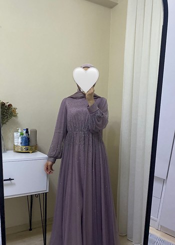 Uzun, Dökümlü, Mor Tesettür Elbise