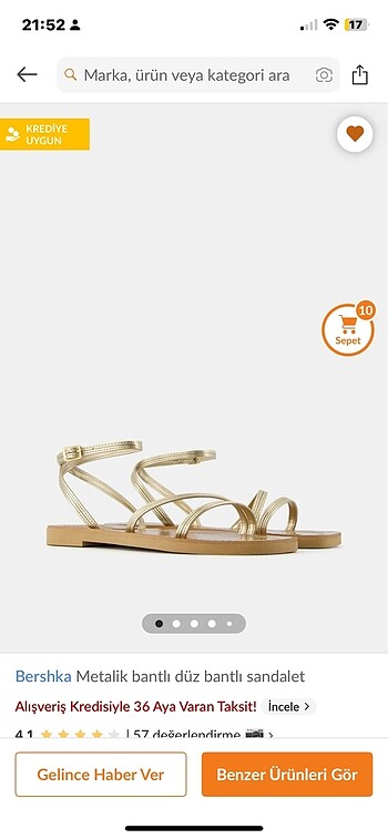 37 Beden altın Renk Bershka sandalet