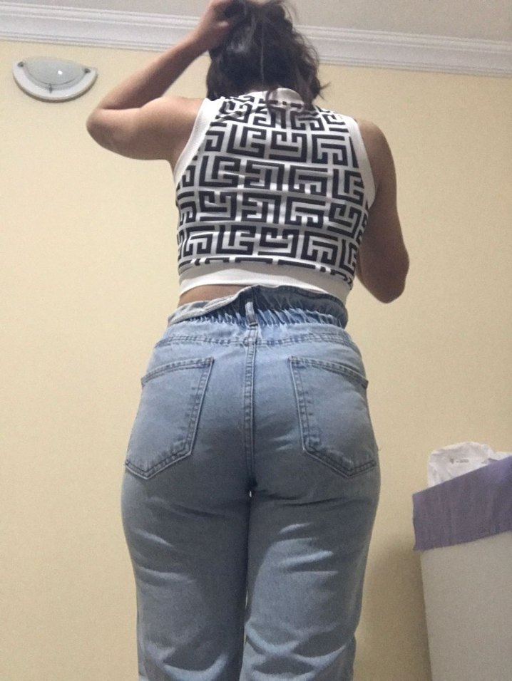 Beyaz Gri Desenli Kemerli Kadın Atlet - Görsel 2