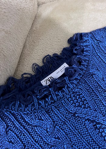 Zara Zara metalikmavi baskı örgü süveter