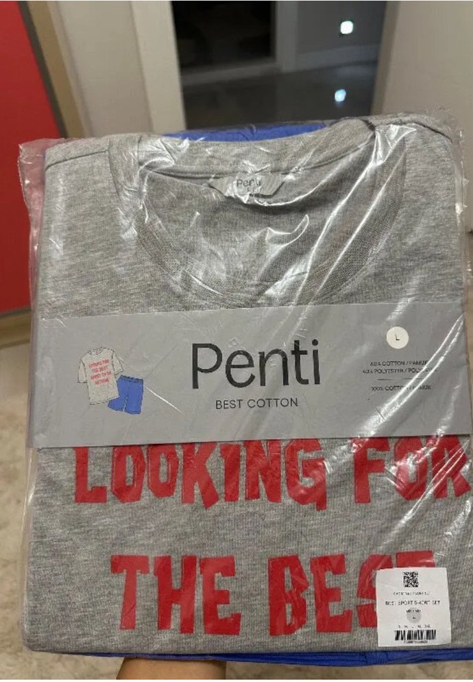 Gri Baskılı Kısa Kollu Erkek Pijama Takımı - Görsel 2