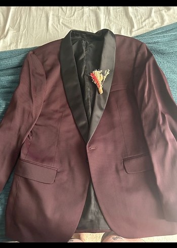 Bordo Düğmeli Erkek Takım Ceketi