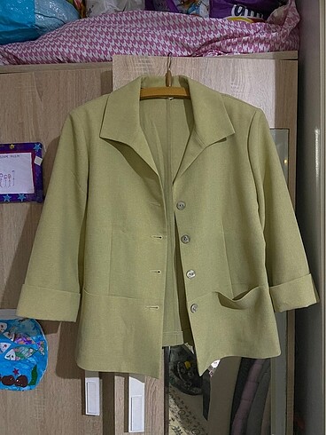 Yağ yeşili vintage blazer