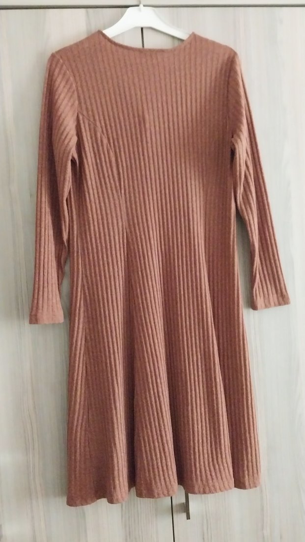 Düğmeli Uzun Kollu Triko Elbise - Görsel 5