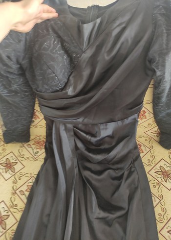Uzun Siyah Gotik Kadın Abiye Elbise
