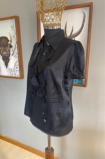 Silk & Cashmere Silk & Cashmere siyah ipek gömlek\bluz