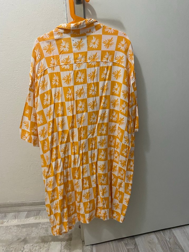 Erkek Sarı Batik Desenli Kısa Kollu Gömlek - Görsel 4
