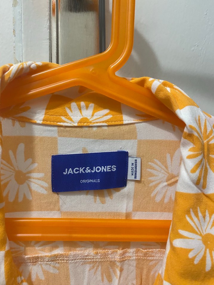 Erkek Sarı Batik Desenli Kısa Kollu Gömlek - Görsel 2