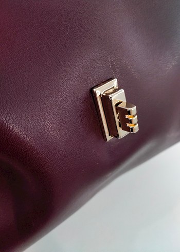 Accessorize Bordo Deri Kadın Çanta Tokalı Modern Klasik