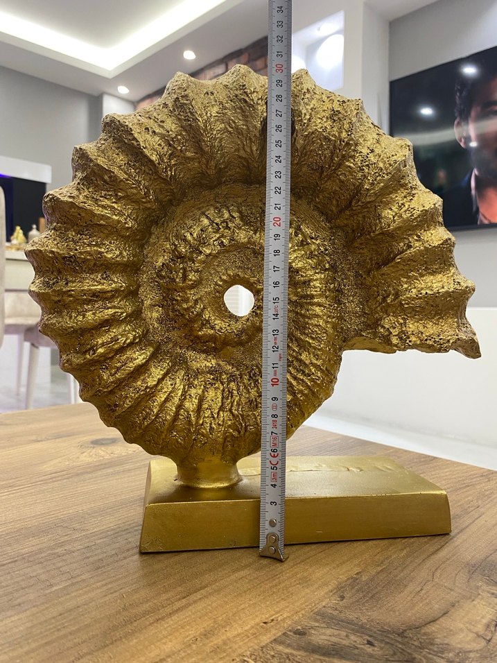 Parlak Altın Deniz Kabuğu Figürü salyangoz gold - Görsel 2