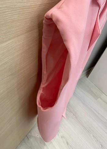 Pudra Pembe Kolsuz Mini Blazer - Görsel 3
