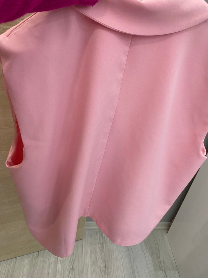 Pudra Pembe Kolsuz Mini Blazer - Görsel 2