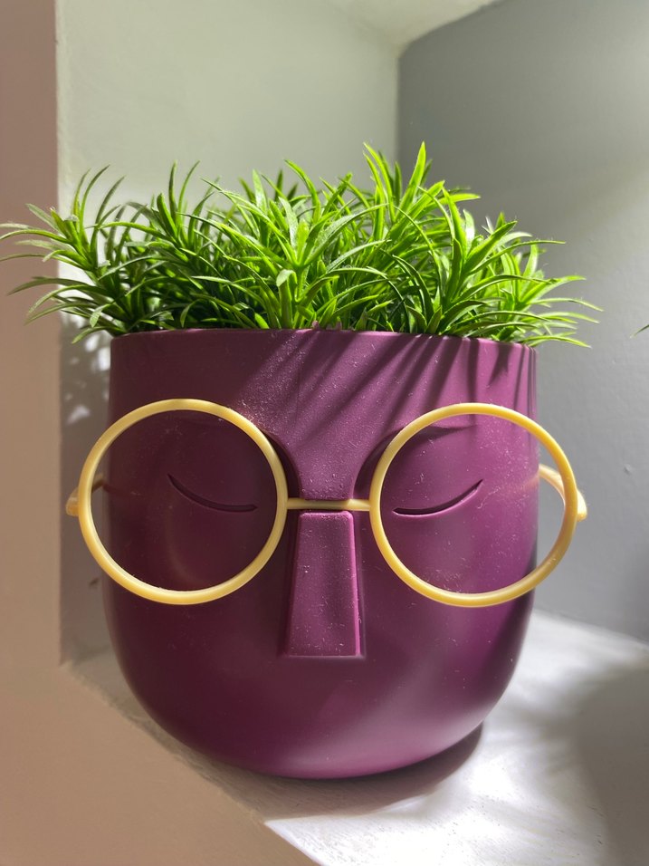 Mor Yüz Tasarımlı Vazo - Görsel 3