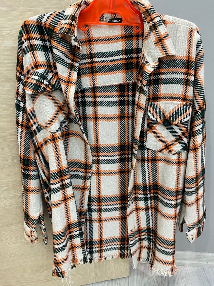 Düğmeli Uzun Kollu Ekose Kadın Gömlek - Görsel 3