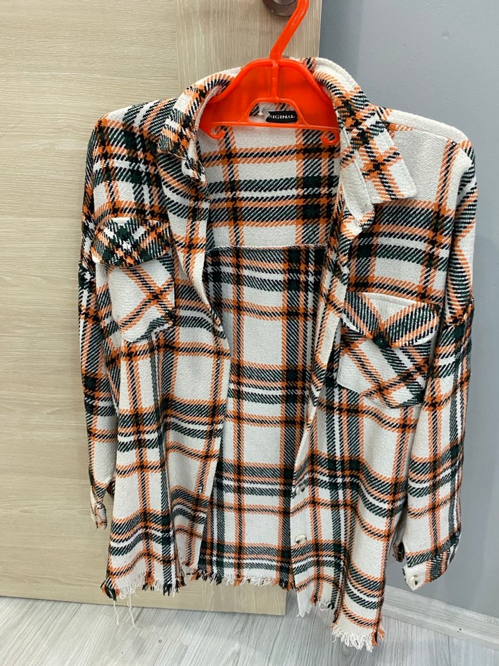 Düğmeli Uzun Kollu Ekose Kadın Gömlek - Görsel 4