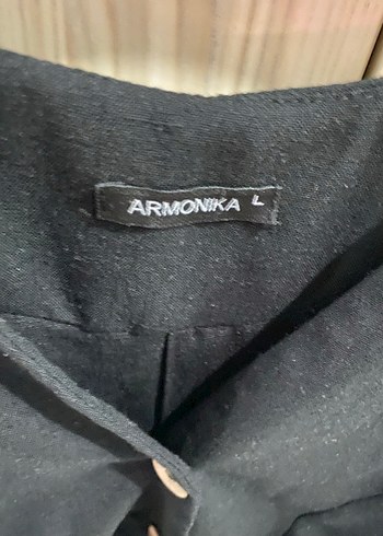 Düğmeli Siyah Keten Kadın Yelek - Görsel 3