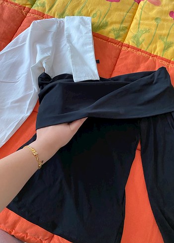 Drapeli Straplez Uzun Kollu Siyah Bluz - Görsel 6