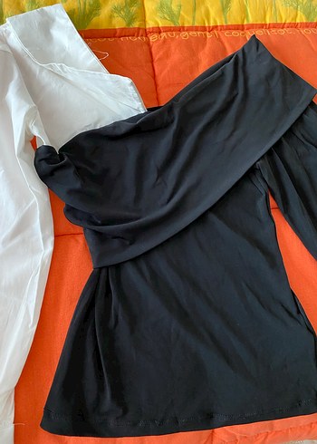 Drapeli Straplez Uzun Kollu Siyah Bluz - Görsel 3