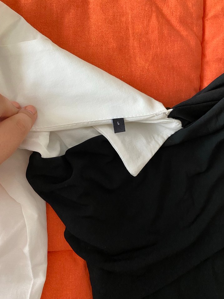 Drapeli Straplez Uzun Kollu Siyah Bluz - Görsel 5