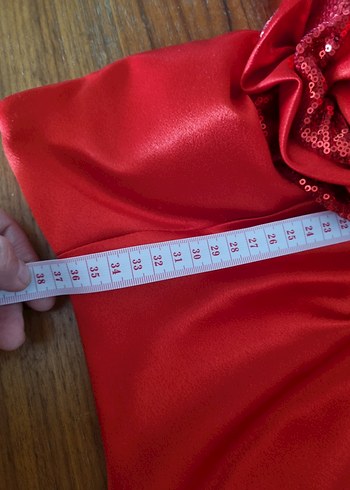 Tek Omuz Drapeli Kırmızı Abiye (KINA) elbisesi M - Görsel 6