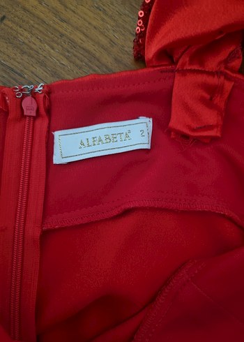 Tek Omuz Drapeli Kırmızı Abiye (KINA) elbisesi M - Görsel 9