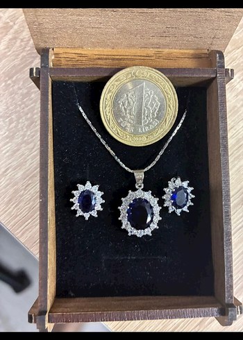 925 ayar Safir Zirkon Taşlı Set - Görsel 2