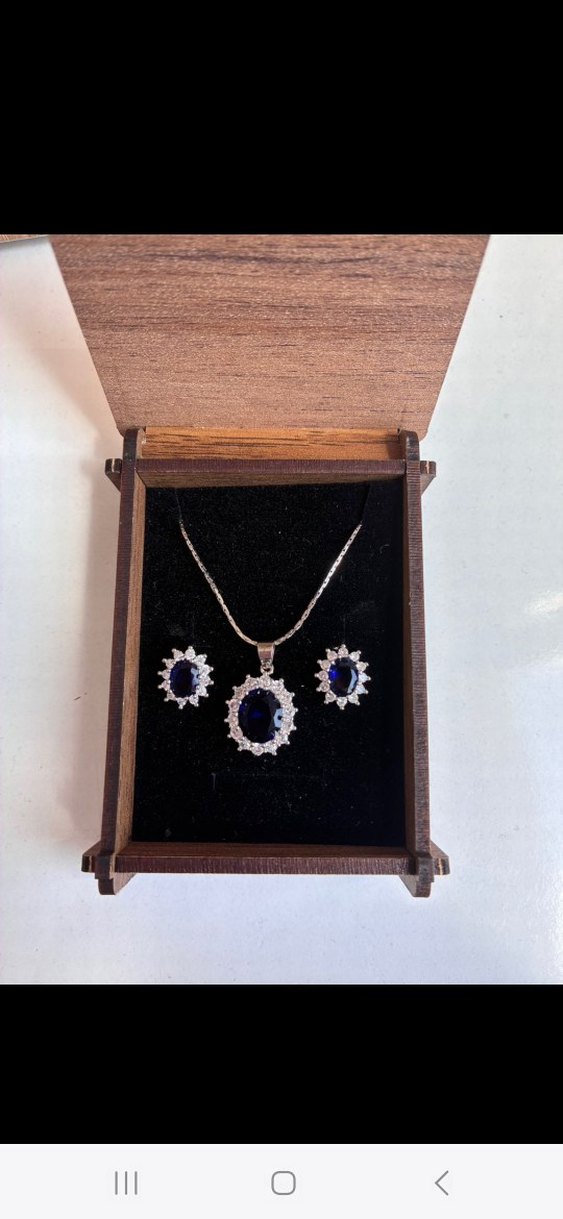 925 ayar Safir Zirkon Taşlı Set - Görsel 5