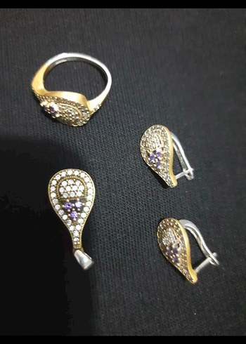 gümüş zirkon taşlı otantik set - Görsel 5