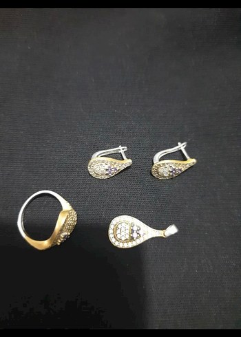gümüş zirkon taşlı otantik set - Görsel 4