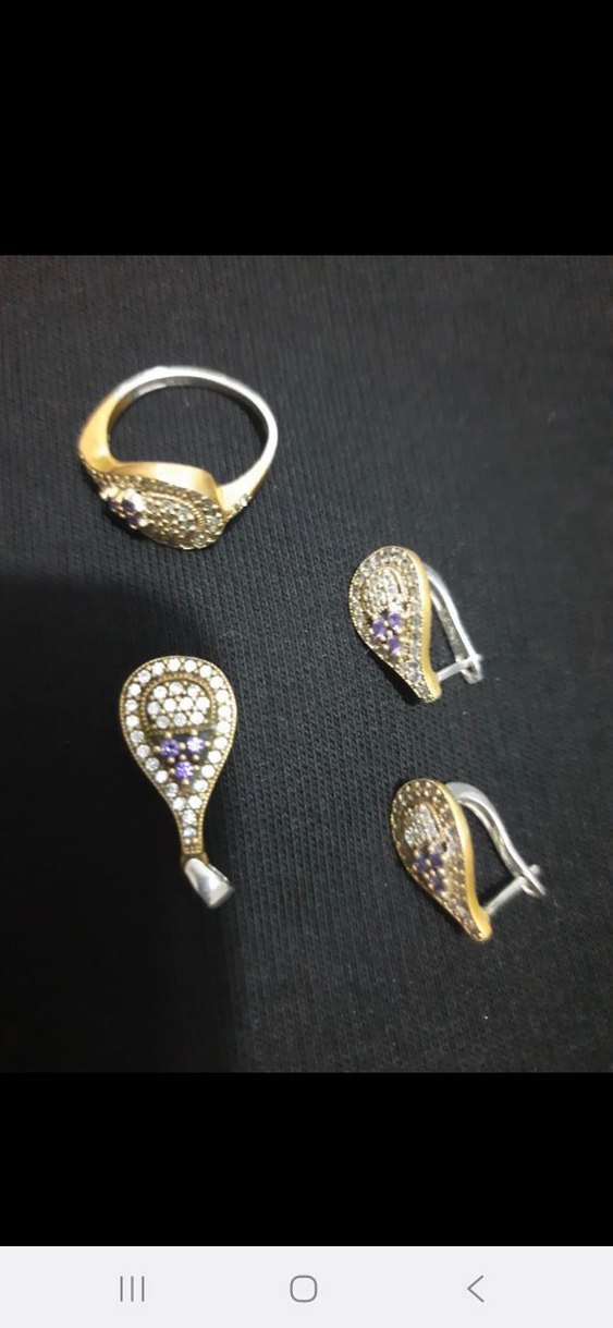 gümüş zirkon taşlı otantik set - Görsel 5