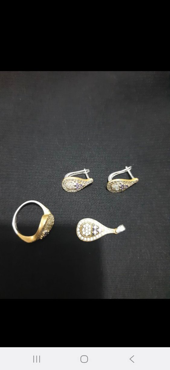 gümüş zirkon taşlı otantik set - Görsel 4