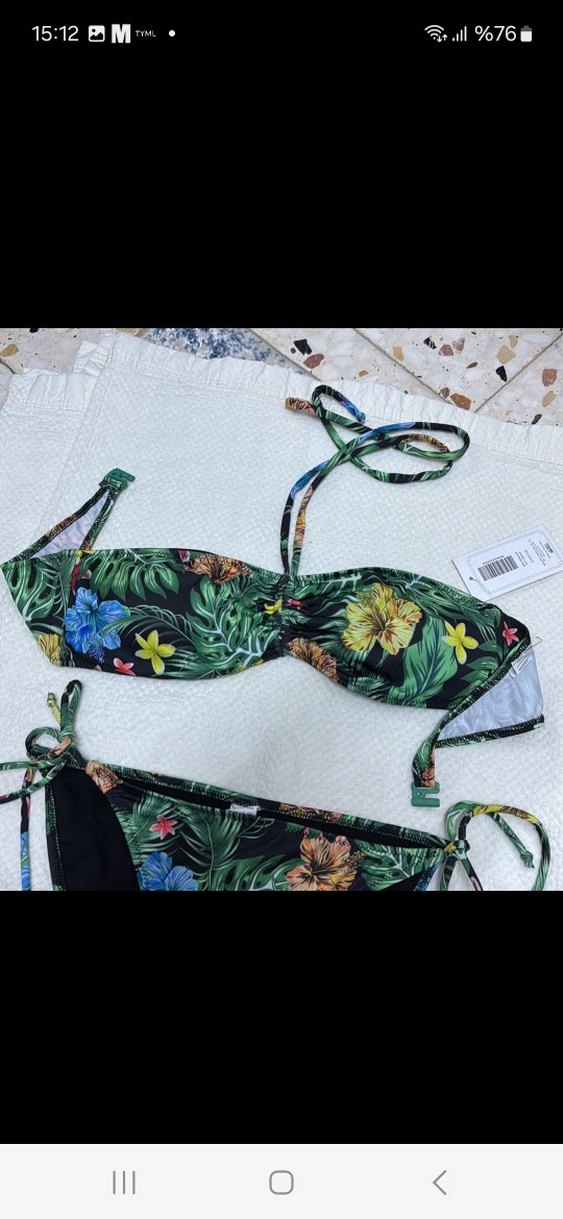 Çiçek Desenli Elastik Bikini XL - Görsel 3