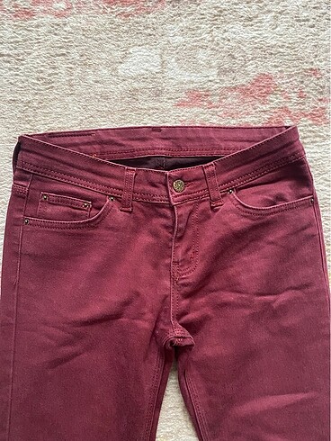 38 Beden Denim Bordo İspanyol Paça Pantolon