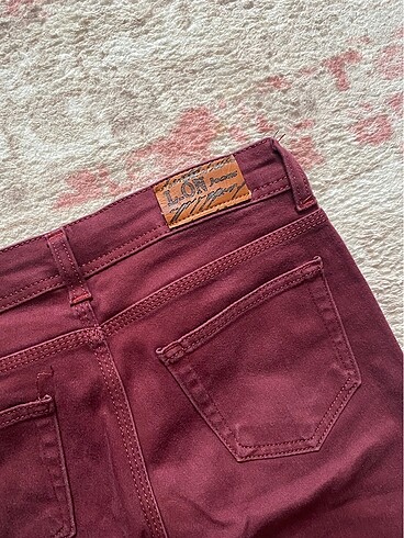 38 Beden bordo Renk Denim Bordo İspanyol Paça Pantolon