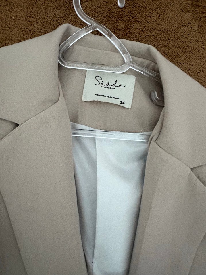 Bej Mini Kadın Blazer Ceket - Görsel 2