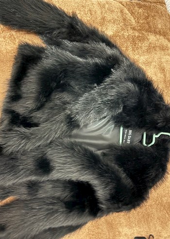 Uzun Kollu Siyah Kadın Kürk Ceket - Görsel 2