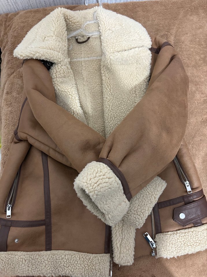 Kürk Detaylı Gri Süet Kadın Ceket - Görsel 2