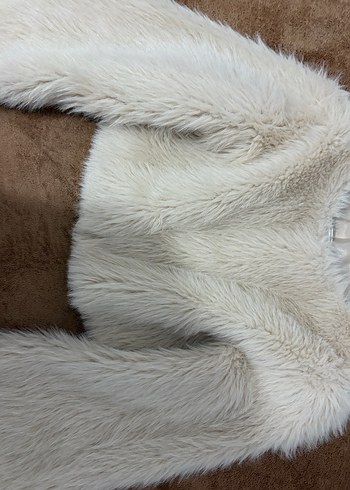 Kadın Bej Peluş Uzun Kollu Kısa Kürk Kazak - Görsel 2