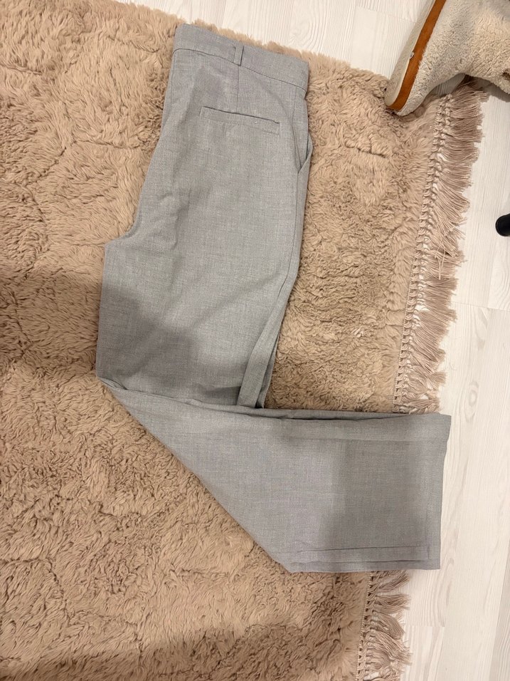 Bej Keten Midi Kadın Kumaş Pantolon - Görsel 2