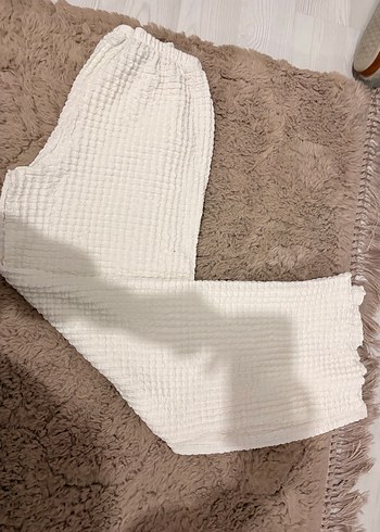 Beyaz Keten Rahat Kesim Kadın takım - Görsel 2