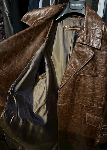 DESA Kahverengi Deri Uzun Kadın Trençkot %100 Deri - Görsel 3