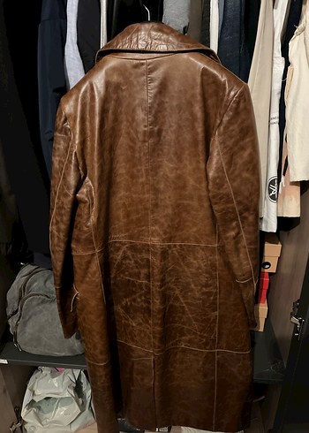 DESA Kahverengi Deri Uzun Kadın Trençkot %100 Deri - Görsel 7