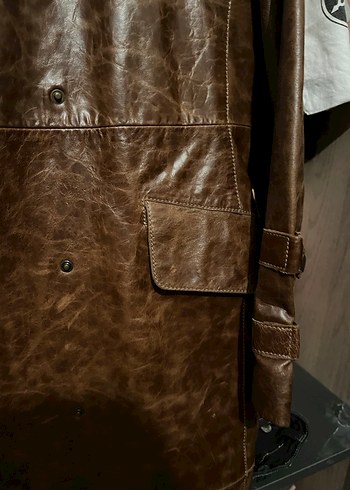 DESA Kahverengi Deri Uzun Kadın Trençkot %100 Deri - Görsel 6