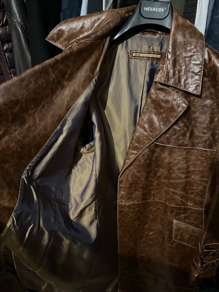 DESA Kahverengi Deri Uzun Kadın Trençkot %100 Deri - Görsel 3