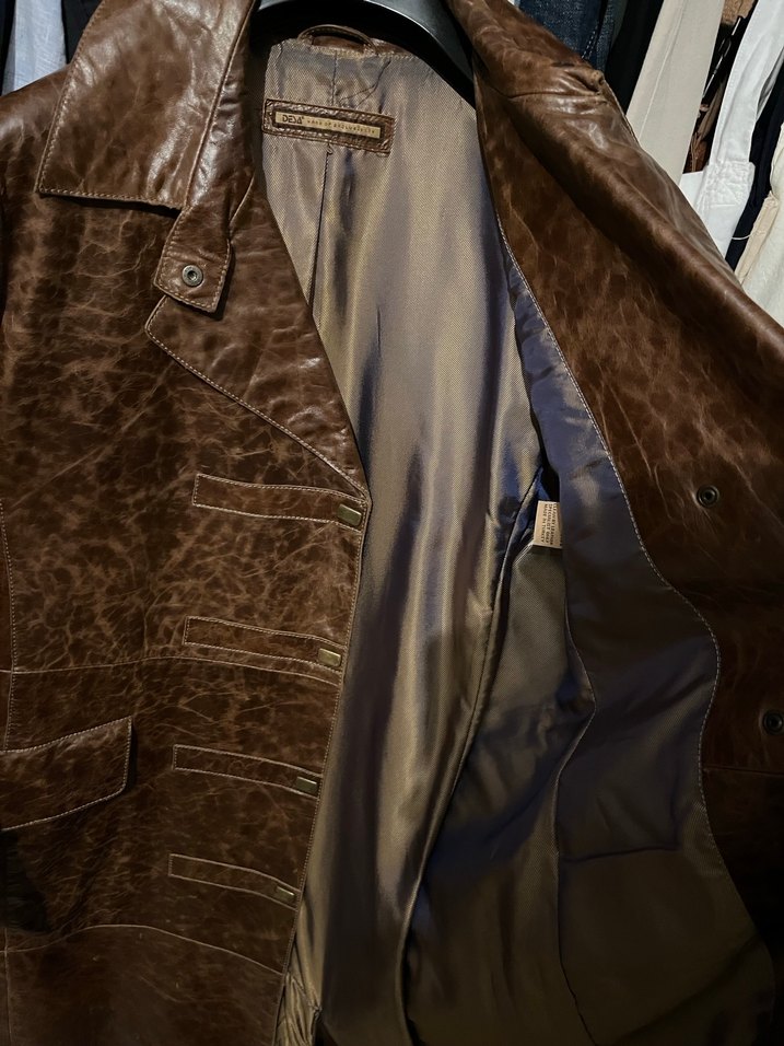 DESA Kahverengi Deri Uzun Kadın Trençkot %100 Deri - Görsel 4