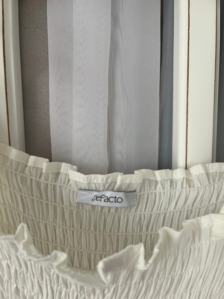 Beyaz İp Askılı Uzun Keten Elbise - Görsel 3