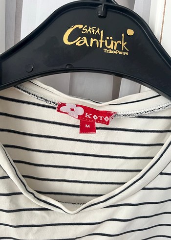 Çizgili Kolsuz Beyaz Mini Atlet - Görsel 4