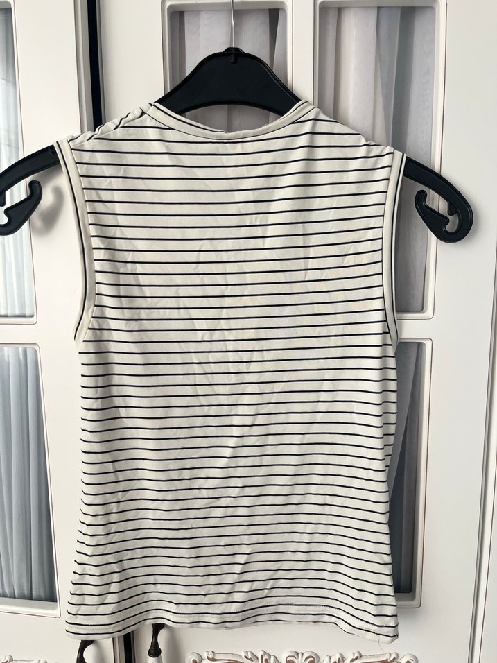 Çizgili Kolsuz Beyaz Mini Atlet - Görsel 3