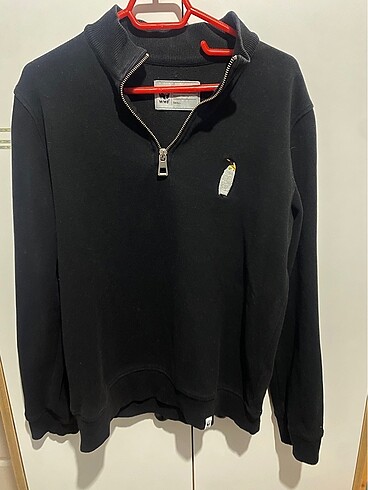 wwf - İmparator Penguen SuperSoft Quarter-Zip Sweatshirt - Siyah