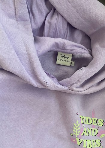 Mor Baskılı Kadın Kapüşonlu Sweatshirt - Görsel 3